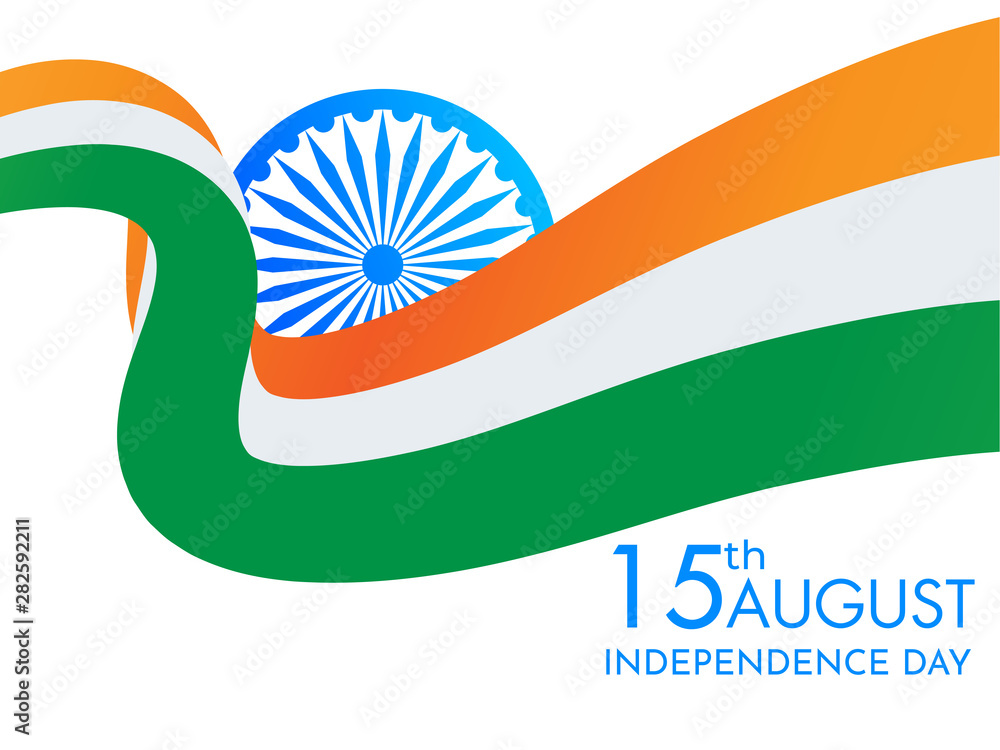 Indian National waving flag with Ashoka Wheel illustration for 15th ...