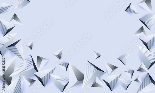 Fototapeta Naklejka Na Ścianę i Meble -  3D illustration of grey polygonal triangular geometric abstract background.
