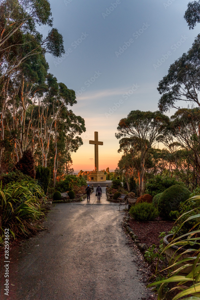 Mount Macedon Memorial Cross at Sunrise