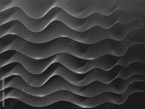 Animations of wave motion from particle field dance motion background for Futuristic digital rays concept. © Abdul Qaiyoom