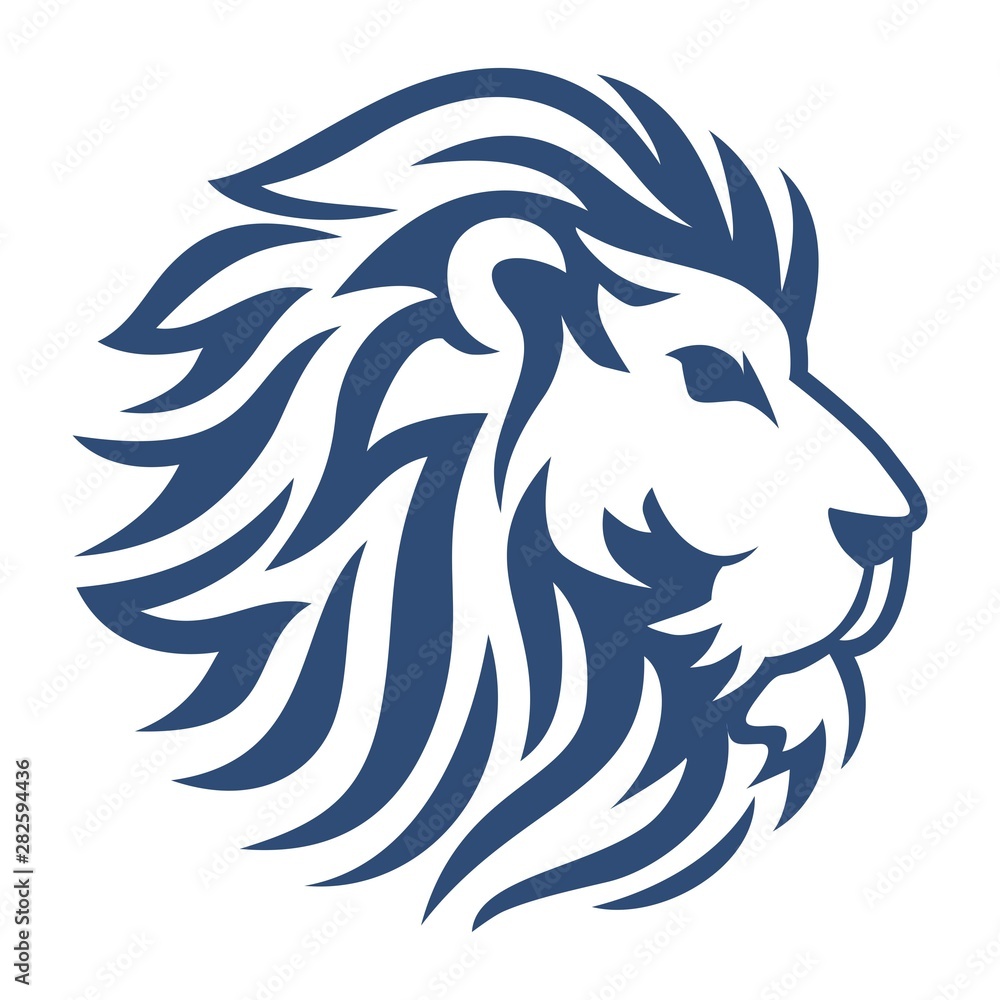 Head Lion Blue Vector