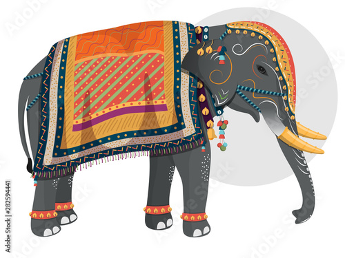 Cartoon character of elephant on white background.