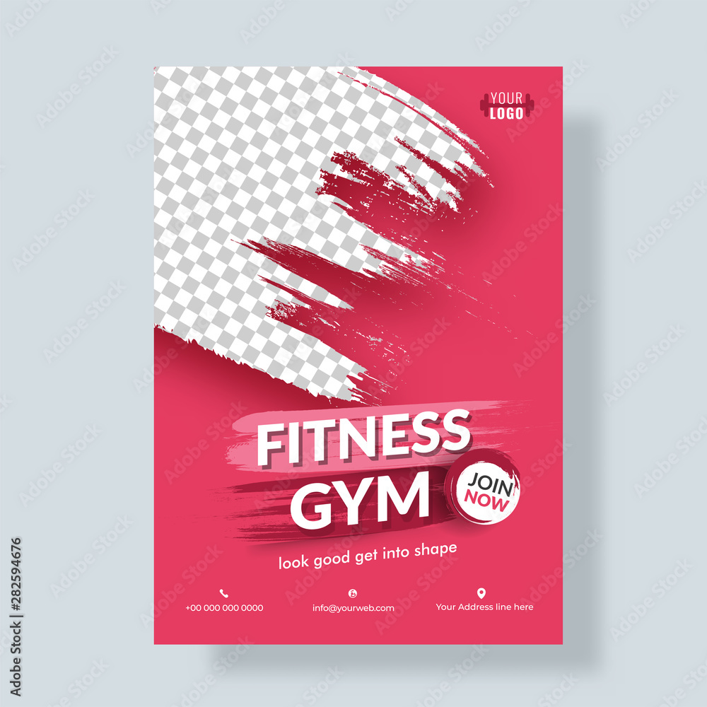 Fitness Gym flyer or poster on red abstract with PNG background. Stock  Vector | Adobe Stock
