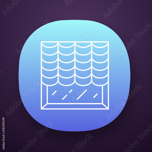 Austrian shades app icon. Room darkening decoration. Living room interior design. Window curtain, blinds, treatments. UI/UX user interface. Web or mobile application. Vector isolated illustration