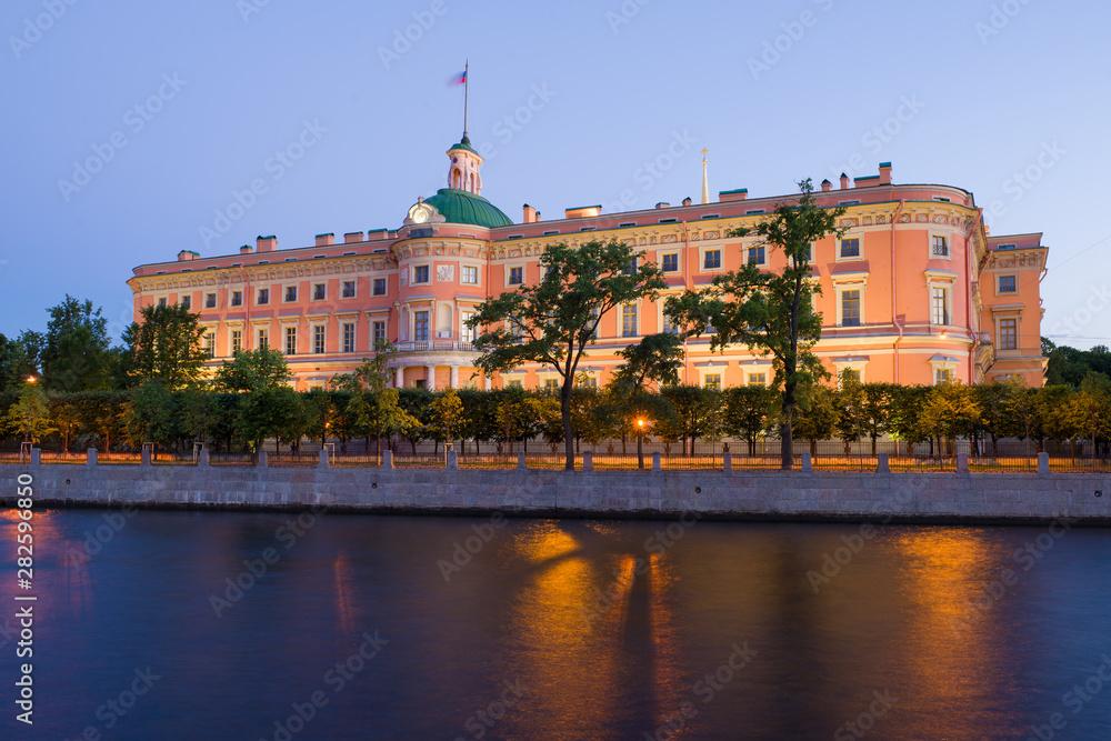 The old Engineering (Mikhailovsky) castle on a white night. Saint-Petersburg, Russia