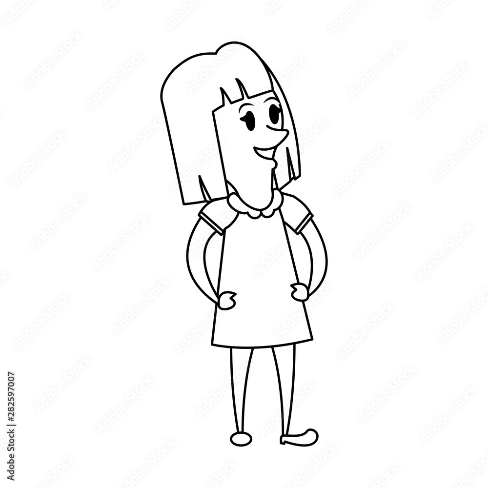 girl young kid infancy cartoon in black and white girl young kid infancy cartoon in black and white