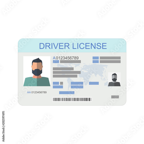 Icon driver's license in flat style, identity card. ID card, identification card, identity verification, person data. Vector illustration.