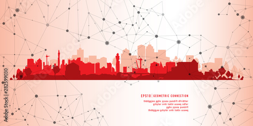 cityscape on a geometric background 