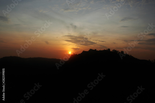 View from the mountain  a beautiful sunrise in the mountains