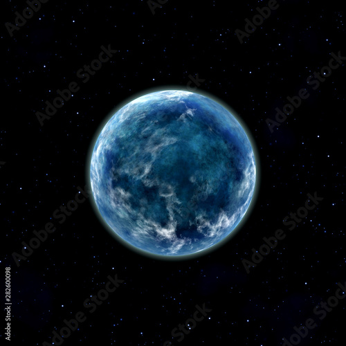 blue planet in space with stars