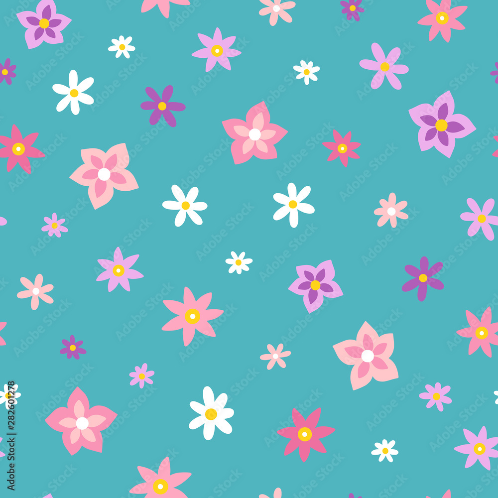 Floral seamless pattern. Vector background with colorful flowers
