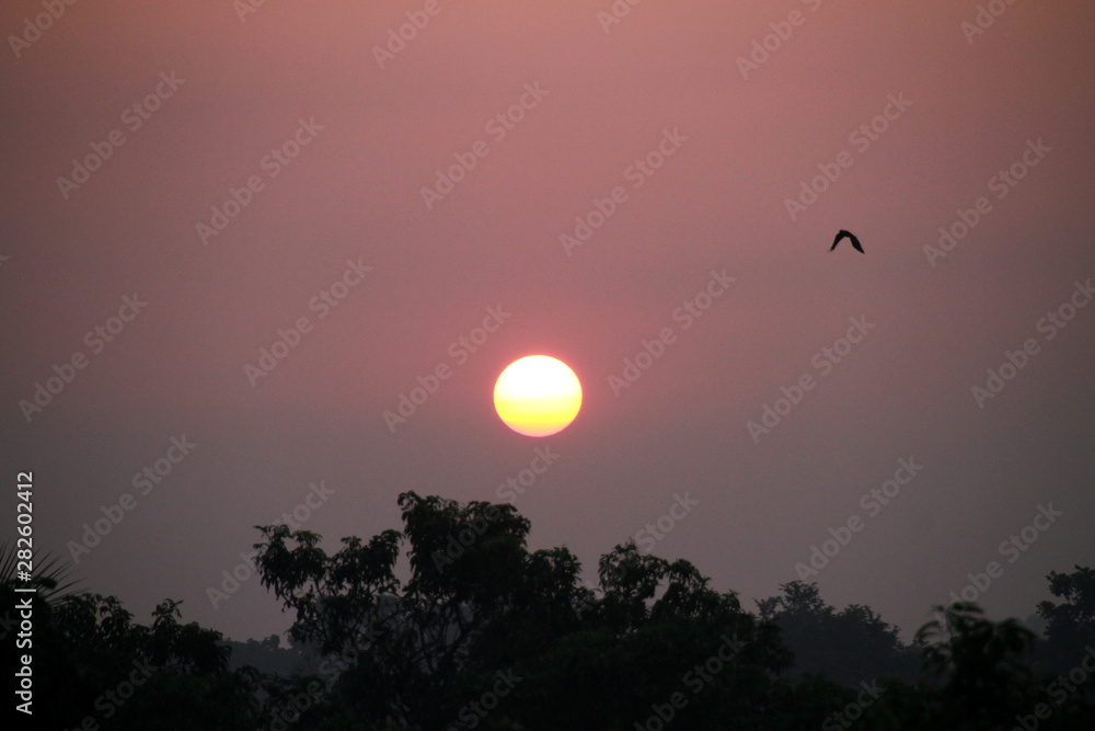 sunset in mountains