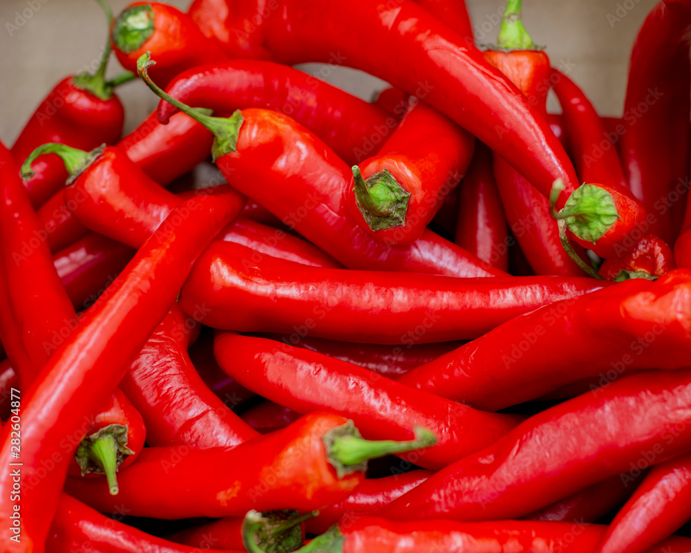 Red hot chili pepper close-up background