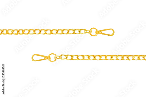 gold chain and clip lock isolated on white with clipping path