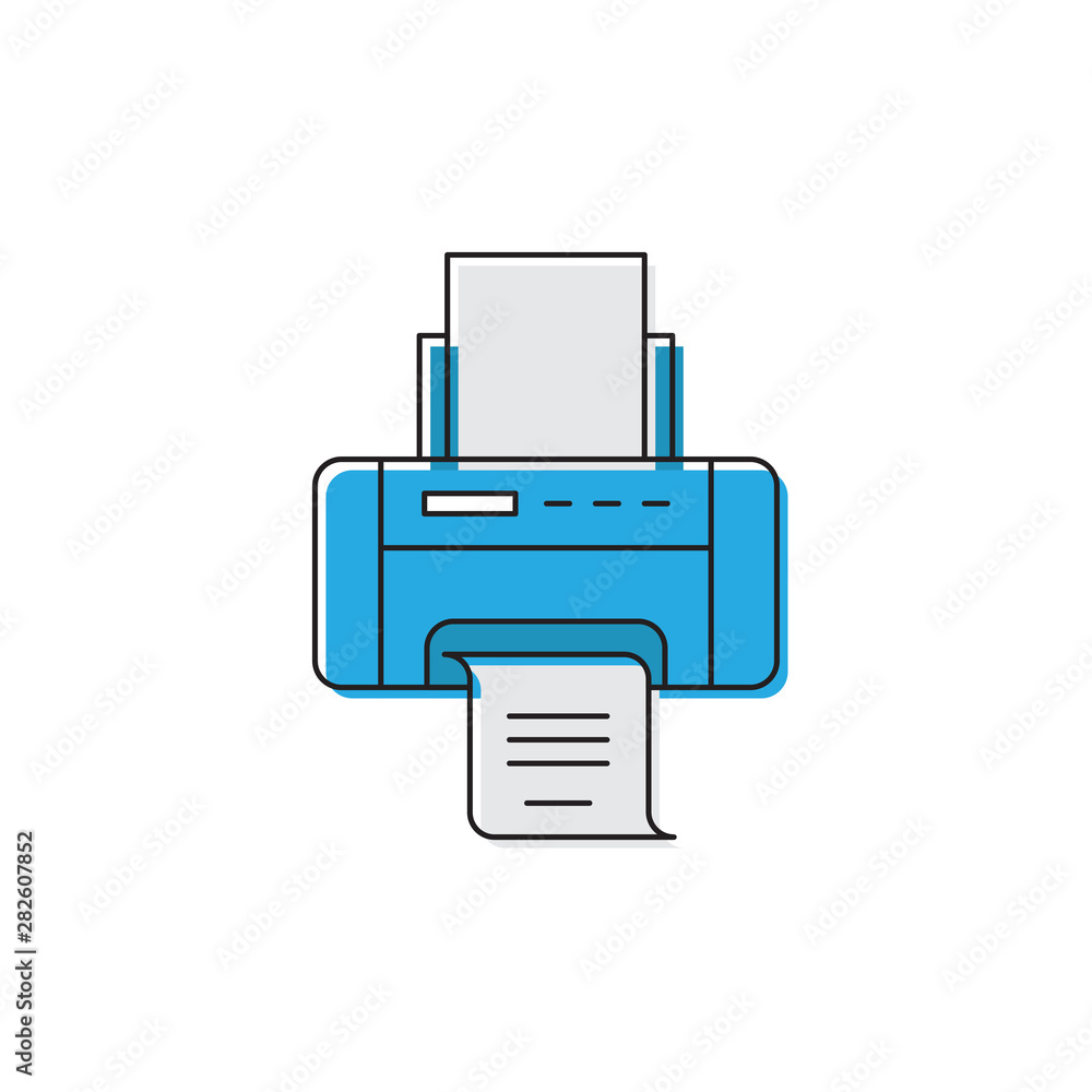 Printer printing paper machine vector icon isolated on white background Printer printing paper machine vector icon isolated on white background