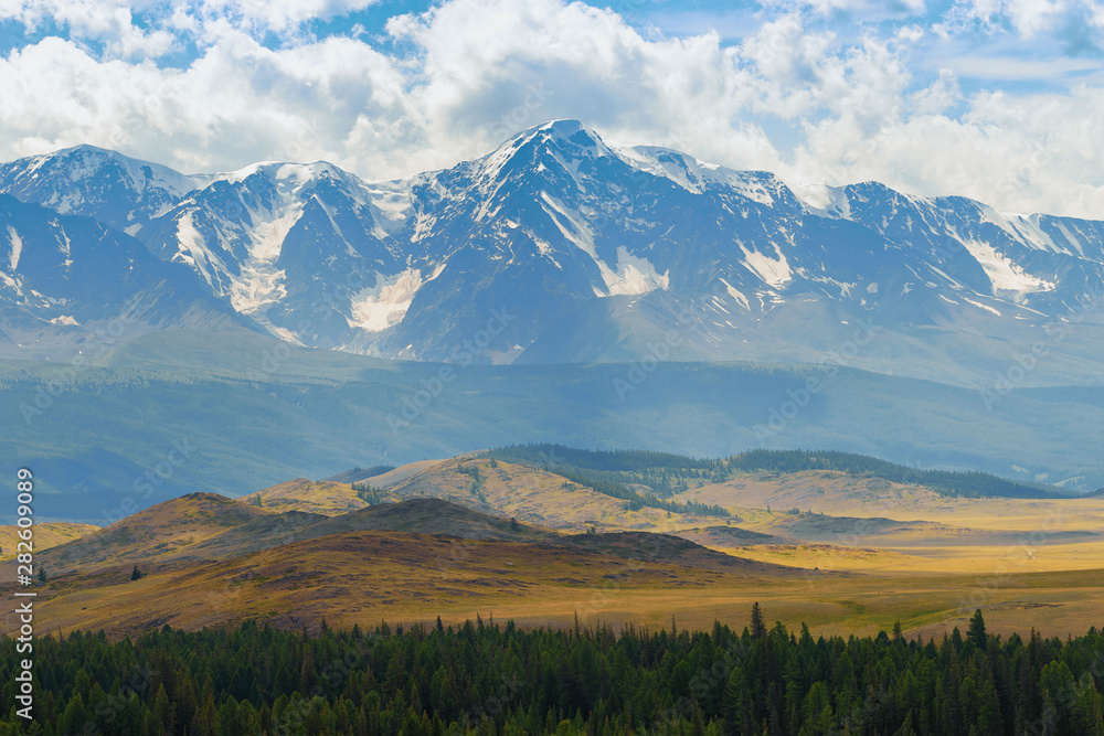 Altai. GIANT RIPPLE FLOW IN KURAI STEPPE. Photo from a drone overlooking the Kurai steppe. Altai. GIANT RIPPLE FLOW IN KURAI STEPPE. Photo from a drone overlooking the Kurai steppe.