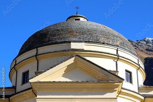 San Bernardino village, Switzerland. The dome of San Bernardino da Siena church. photo