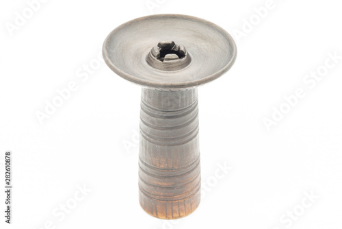 Clay brown bowl for a hooka on a white background.