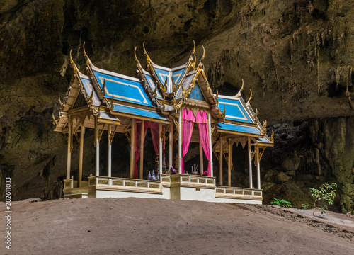 A buddhist temple is in the cave of Tham Phraya Nakhon Cave.