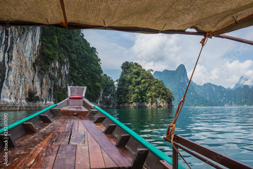 The landscape of lake of Cheow Lan is in Thailand.