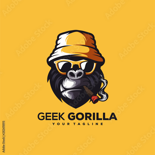 awesome geek gorilla logo design photo