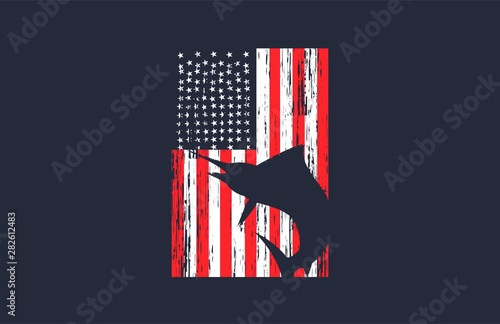 Marlin Fish With Flag