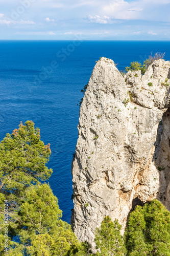 Italy, Capri, panorama and details of the Natural Arch