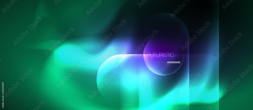 Neon glowing techno lines, hi-tech futuristic abstract background template Neon glowing techno lines, hi-tech futuristic abstract background template