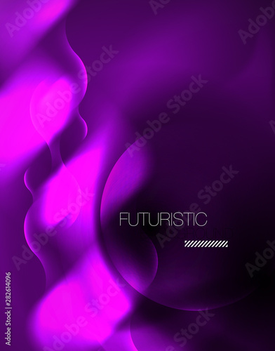 Shiny neon geometric waves template