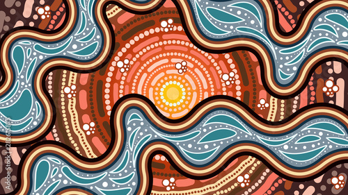 Illustration based on aboriginal style of dot background.