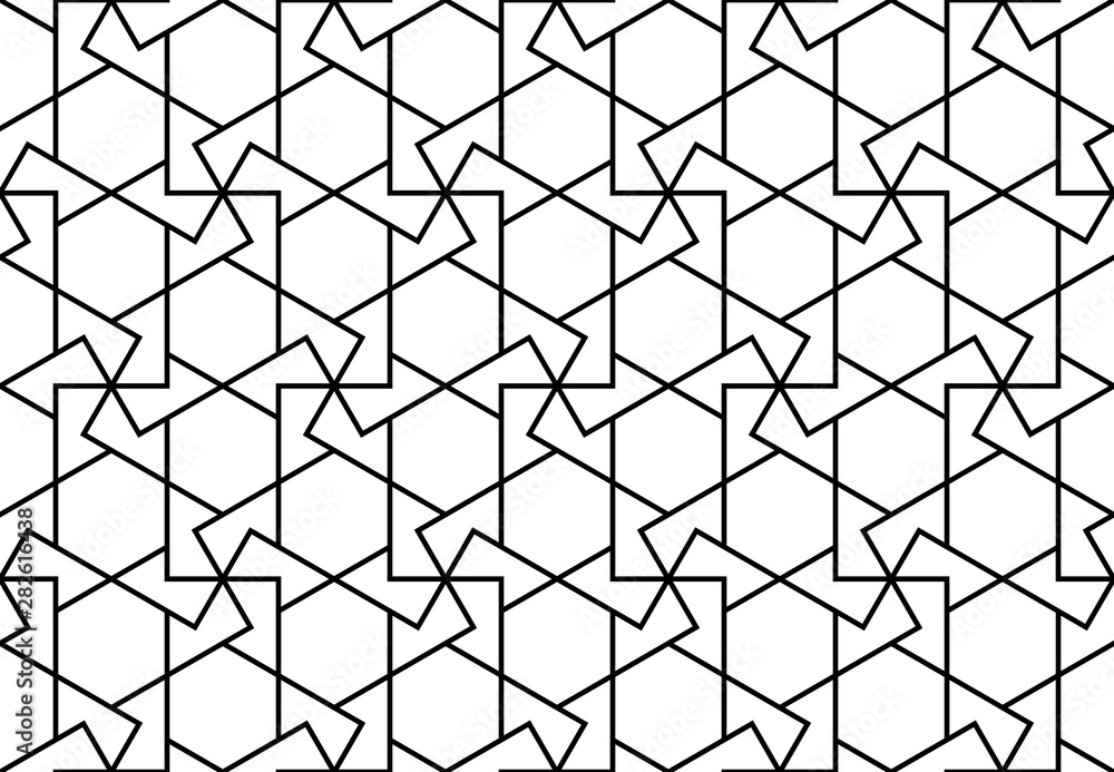 Fototapeta premium The geometric pattern with lines. Seamless vector background. White and black texture. Graphic modern pattern. Simple lattice graphic design