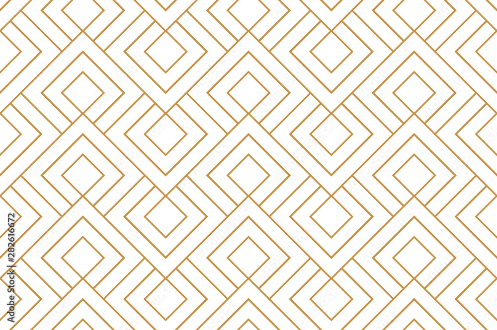 The geometric pattern with lines. Seamless vector background. White and gold texture. Graphic modern pattern. Simple lattice graphic design
