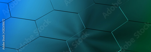 3d ILLUSTRATION  of abstract crystal background  hexagonal texture  wide panoramic for wallpaper