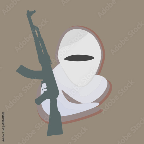 Krimineller Krieger mit Langwaffe Cartoon Illustration