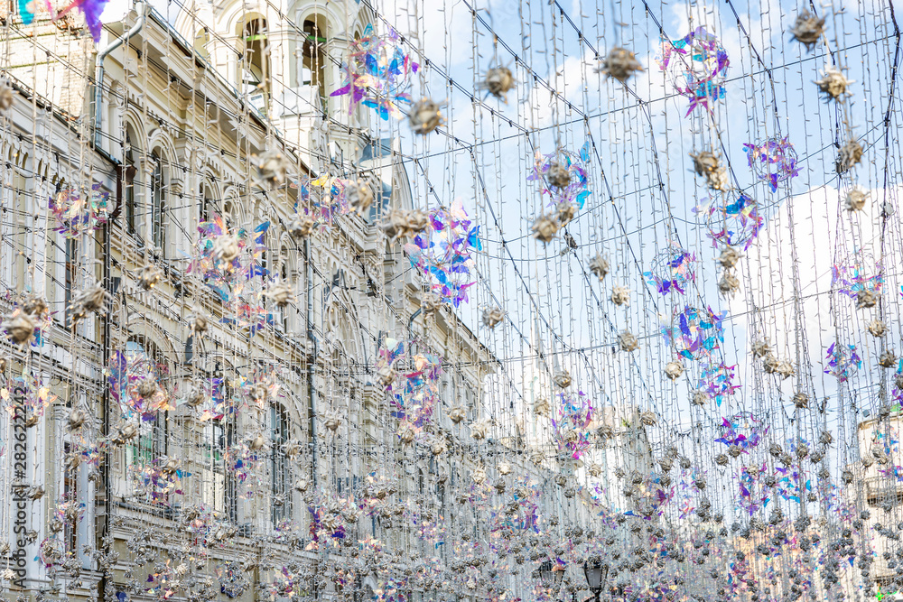 Fototapeta premium Beautiful pendant design decoration of the central streets of the capital of Russia. Great cityscape.