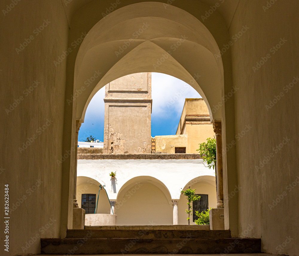 Italy, Capri, cloister and interiors of a Charterhouse