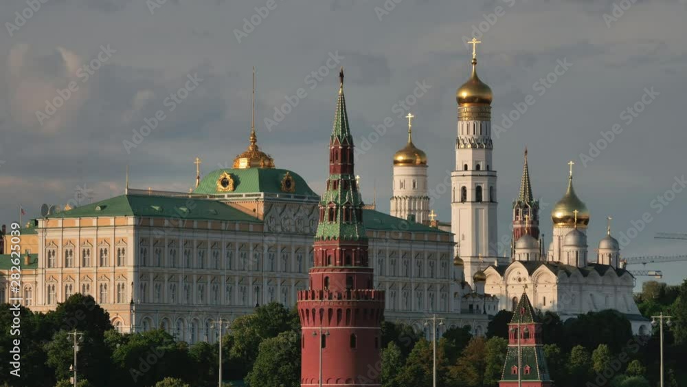 Moscow, Russia, View on Kremlin Towers on against cloudy sky. Moscow, Russia, View on Kremlin Towers on against cloudy sky.