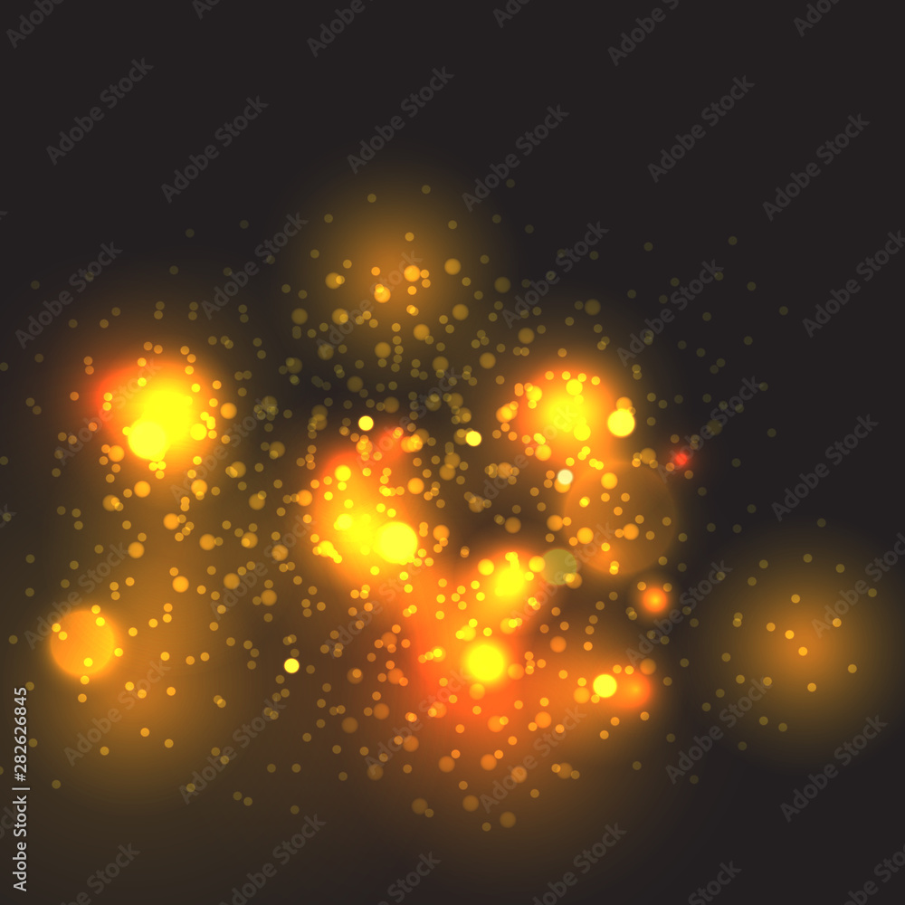 Fototapeta premium Vector golden particles. Glowing yellow bokeh circles abstract gold luxury background