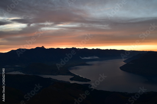 Sunrise on New year's Day in Queenstown, New Zealand