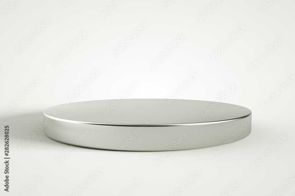 3d rendering metal podium minimal white wall scene 3d rendering metal podium minimal white wall scene