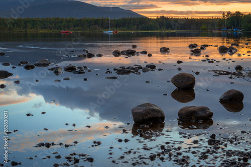 View of Loch Morlich at dusk