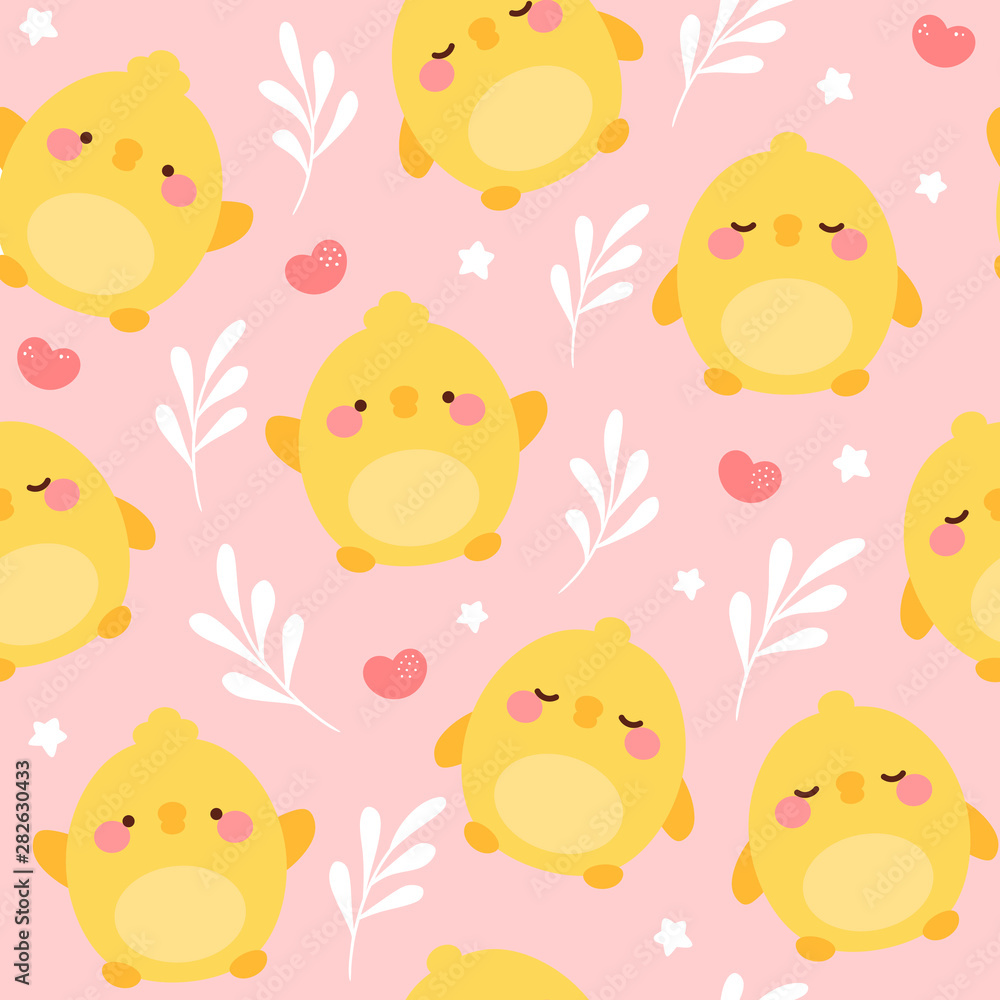 chick seamless pattern background, chicken easter pattern with cloud heart and star chick seamless pattern background, chicken easter pattern with cloud heart and star