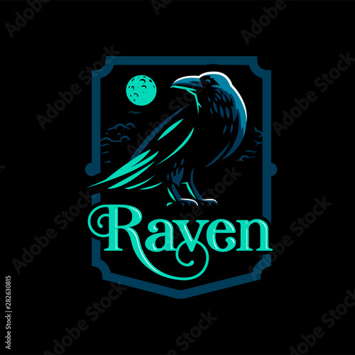 A raven is standing