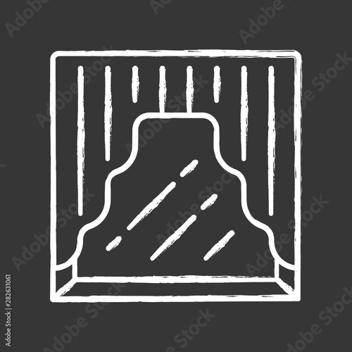 Swag over window chalk icon. Curtains pelmet. Lambrequin hanging on cornice drooping curve. Fabric for window and door decoration. Home interior decor. Isolated vector chalkboard illustration
