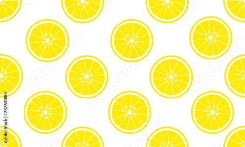 Seamless white background with lemon slices. Vector illustration design for greeting card or template.