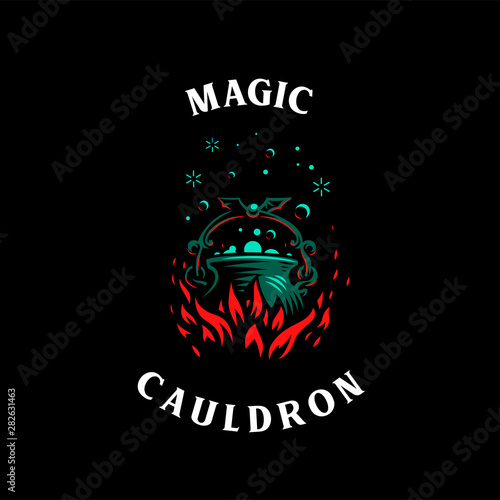 Magic cauldron with a bat handle.