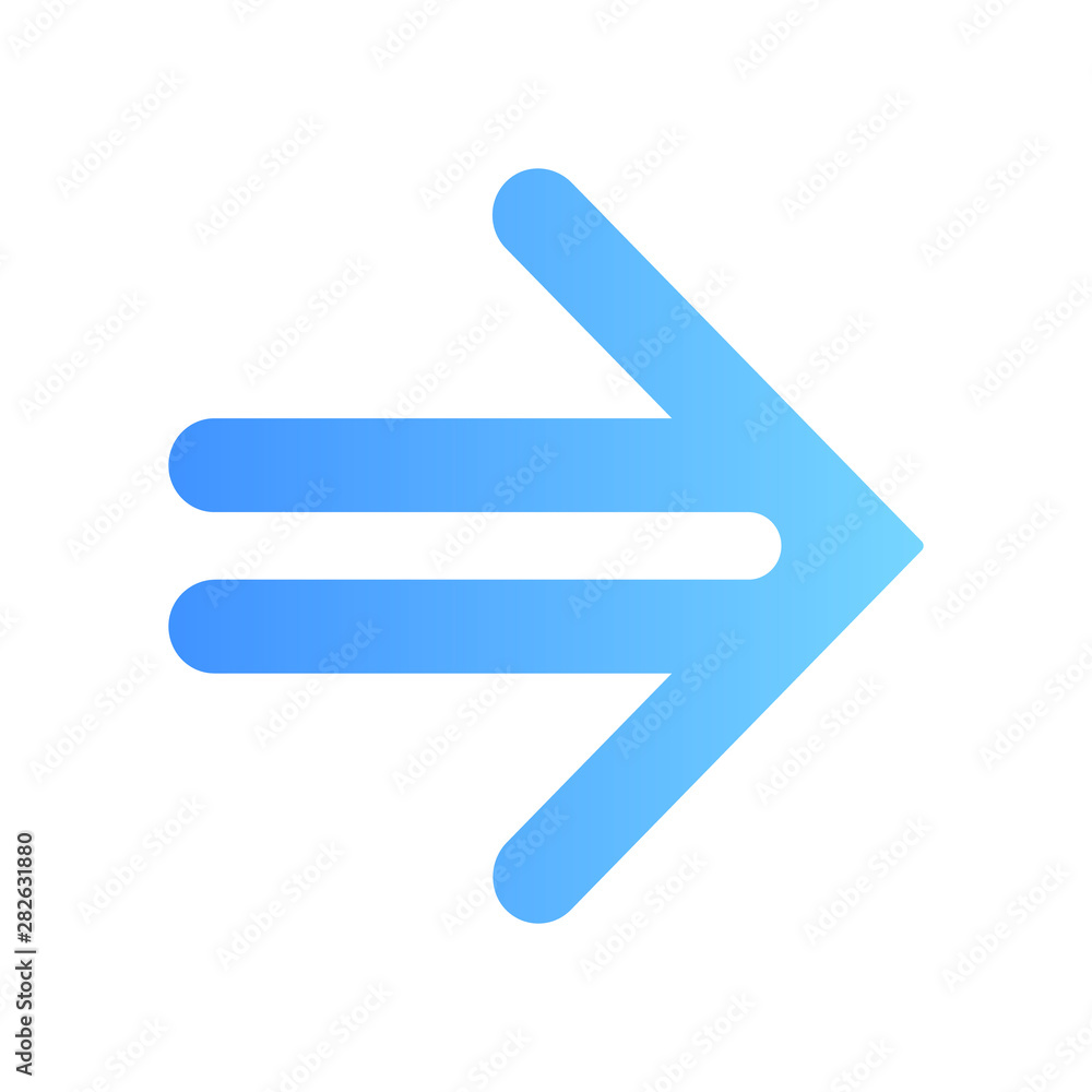 Double-lined blue arrow flat design long shadow color icon. Indicating sign, pointer button. Forward indicator. Arrowhead pointing to right direction. Navigation arrow. Vector silhouette illustration Double-lined blue arrow flat design long shadow color icon. Indicating sign, pointer button. Forward indicator. Arrowhead pointing to right direction. Navigation arrow. Vector silhouette illustration