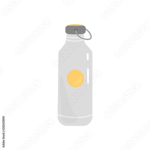 Steel bottle. Zero Waste element - steel bottle. No plastic. Hand drawn vector Illustration isolated on white background