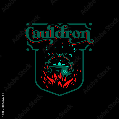 Magic cauldron with a bat handle.