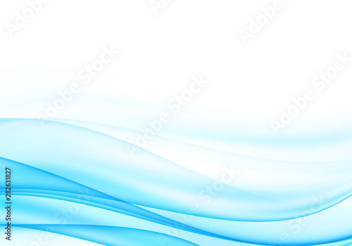 Soft abstract design. Blue waves on white isolated background. Space for the copy.